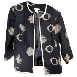 Tweeds Black Embroidered Jacket Size Large Boho Artsy